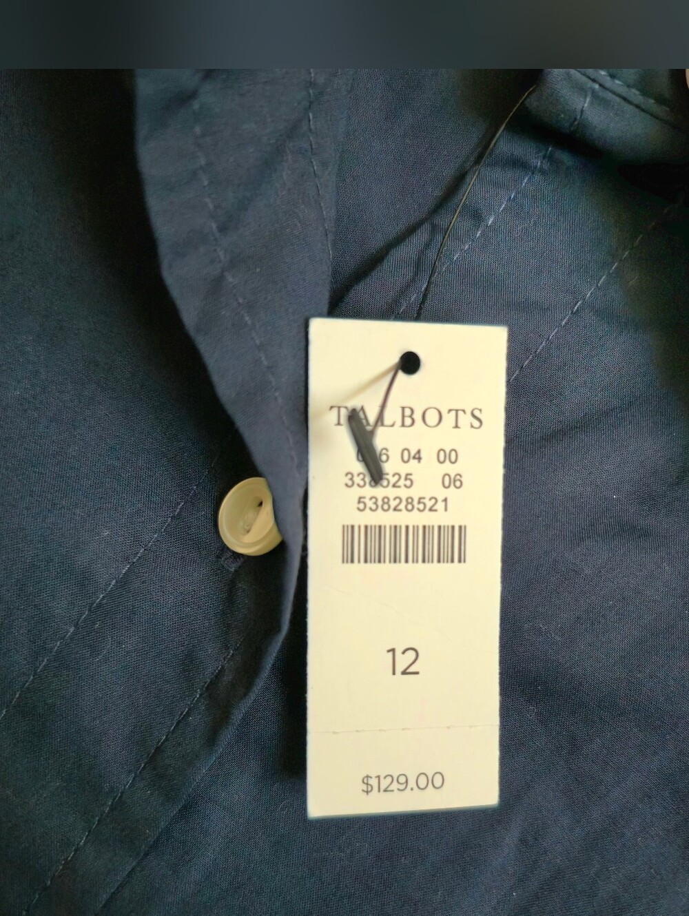 New Navy Talbots shirt dress crisp cotton poplin fabric Tie Belt Size Large - Picture 8 of 13